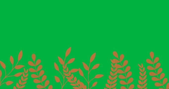 Digital animation of multiple leaves branches against black background