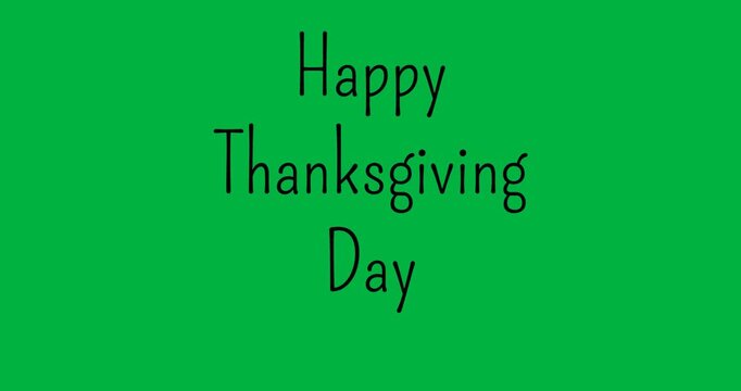 Digital animation of happy thanksgiving day text floating against white background