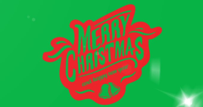 Digital animation of merry christmas and happy new year text banner against black background
