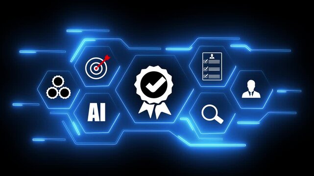 Neon online educational technology concepts, e-learning, AI assisted learning, Internet courses and online seminars provide personalized courses.