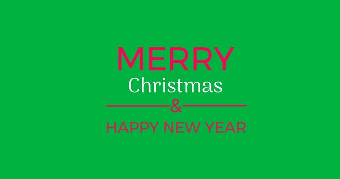 Digital animation of merry christmas and happy new year text banner against black background