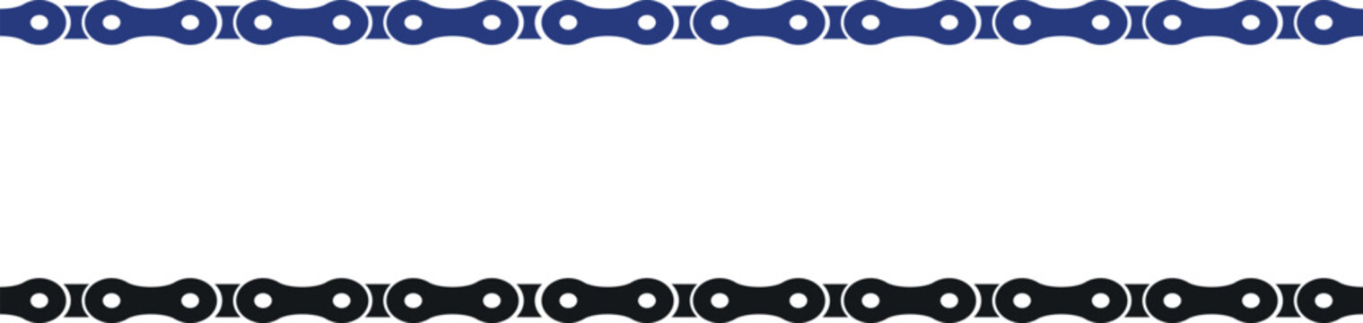 Blue and Black Bicycle Chain Border Set for Sports and Cycling Design Vector illustration