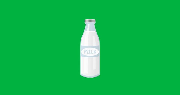 Digitally generated image of milk glass bottle icon against black background