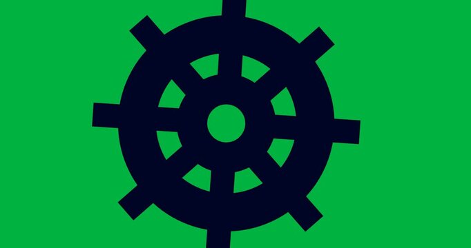 Digital animation of blue helm icon against black background