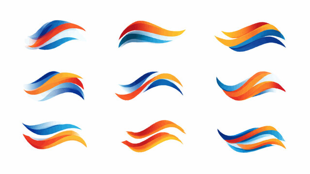 Vibrant dynamic flowing flag icons set with smooth curves on a globe