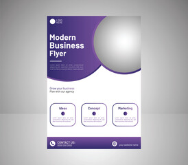 Naklejka premium Modern Business Flyer Template, Corporate Marketing Design, Purple White Vector