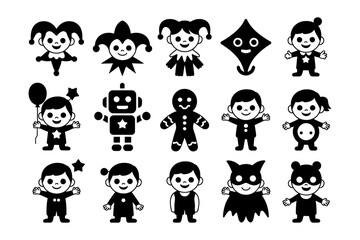 Obraz premium Vector of a variety of playful cartoon characters in fun costumes and designs