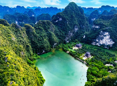 Temple of Cao Son The Great King.Trang An near Ninh Binh, Vietnam