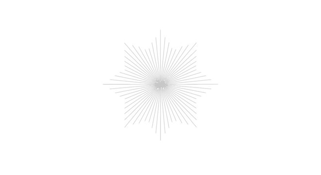A symmetrical, grey geometric design, radiating lines from a central point on a white background