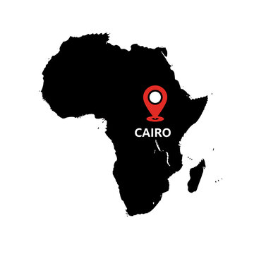 Africa continent map pinpointing Cairo Egypt location showcasing geographical location map design