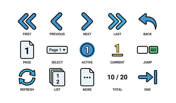 Navigation and pagination icons for web interface design