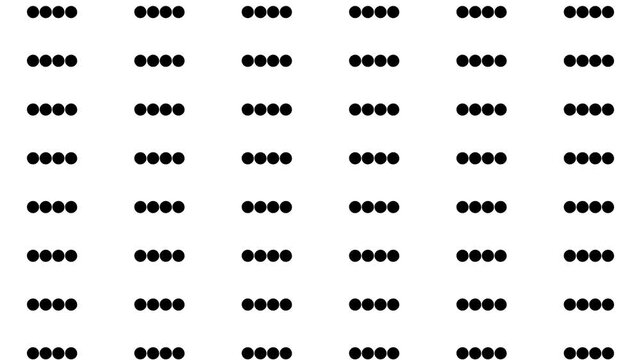 The texture in the form of rows of groups of dots moves closer and further away.