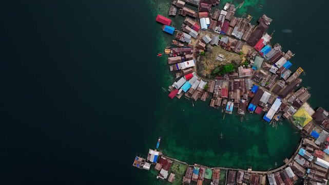 Kepulauan Kabalutan Village Drone Footage with Coral Reef &ndash; Togean Island Indonesia