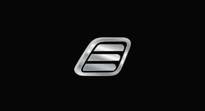 Metal, three-layered, rounded rectangle with black backdrop