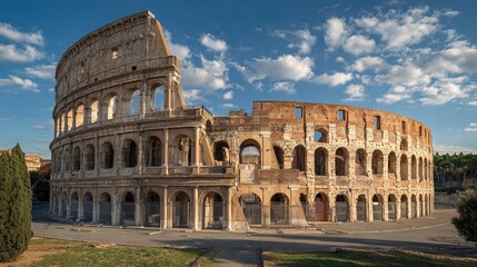 Obraz premium Colosseum in Rome, Italy, shows a printed image, not the actual structure.