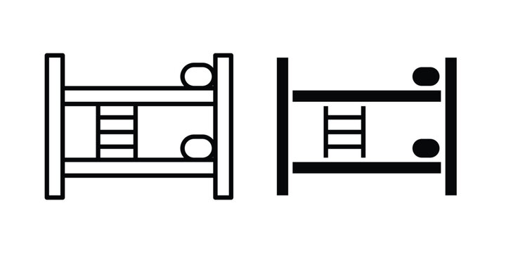 Bunk bed icon vector logo. icons in solid, editable strokes.