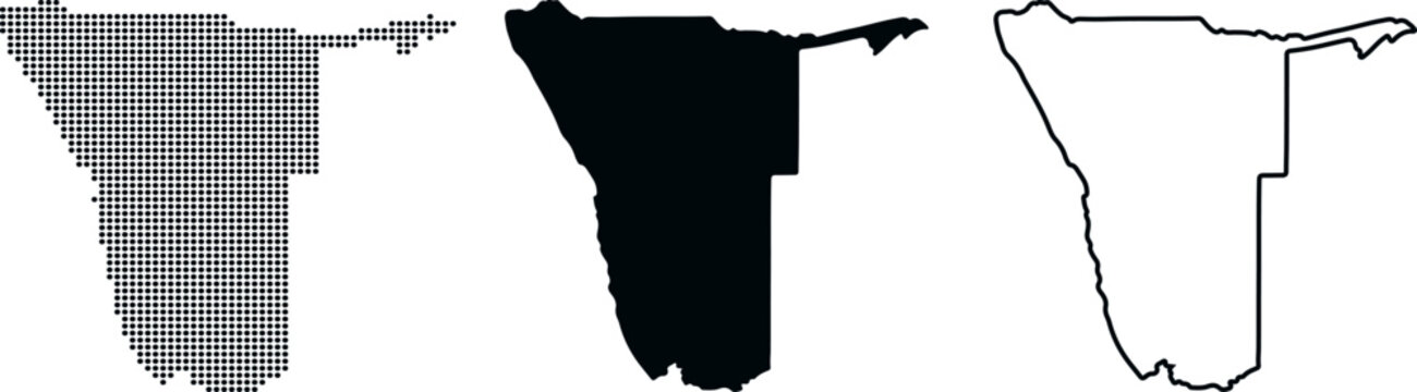 Namibia country map outline dotted silhouette and line art on white background namibia map namibia outline