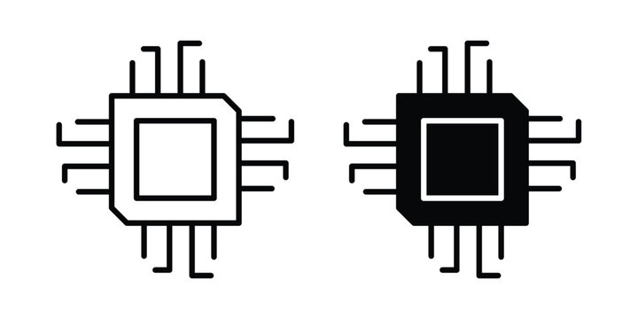 Chip icon vector logo. icons in solid, editable strokes.