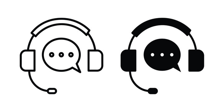 Customer support icon vector logo. icons in solid, editable strokes.