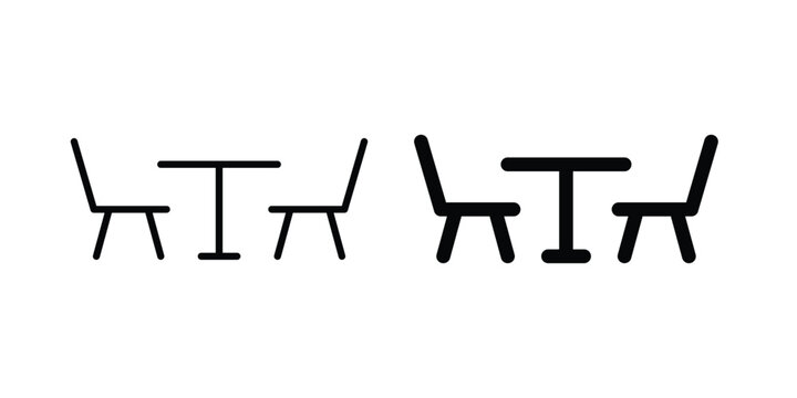 Dinner table icon vector logo. icons in solid, editable strokes.