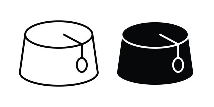 Fez hat icon vector logo. icons in solid, editable strokes.