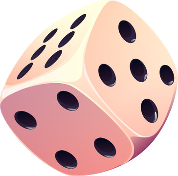 Cartoon casino gambling game dice cube icon. Gamble risk prize vector pictogram, jackpot play icon. Casino luck chance sign or gambling fortune game symbol with smooth rounded edges pink dice