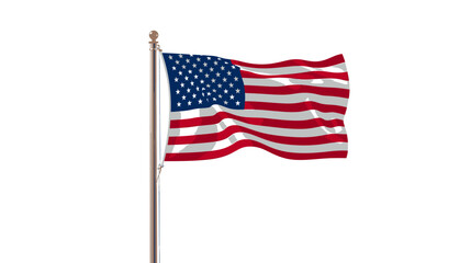 Obraz premium Waving American Flag on a Flagpole, A Vivid Representation of National Pride and Freedom