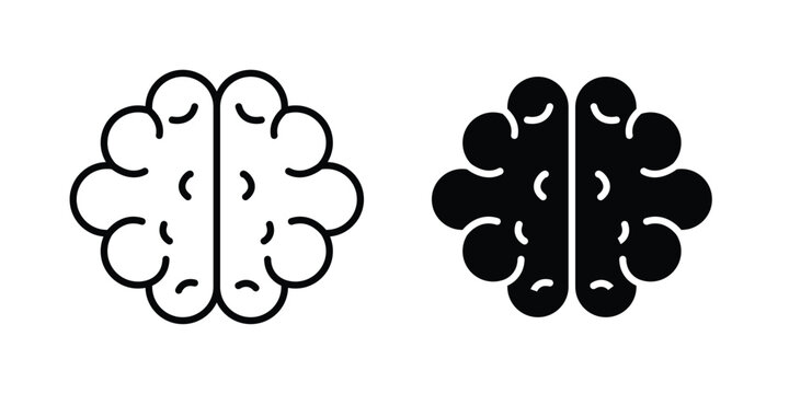 Human brain icon vector logo. icons in solid, editable strokes.