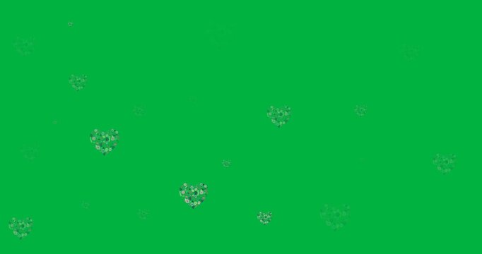 On start few hearts appearing ornate hearts drifting, pulsing, forming grid on transparent canvas