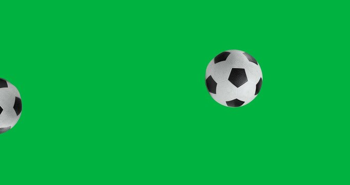Scene starting with soccer balls moving and rotating across transparent canvas, forming loop