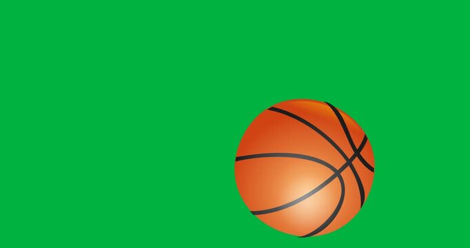 Digital animation of basket ball moving against black background