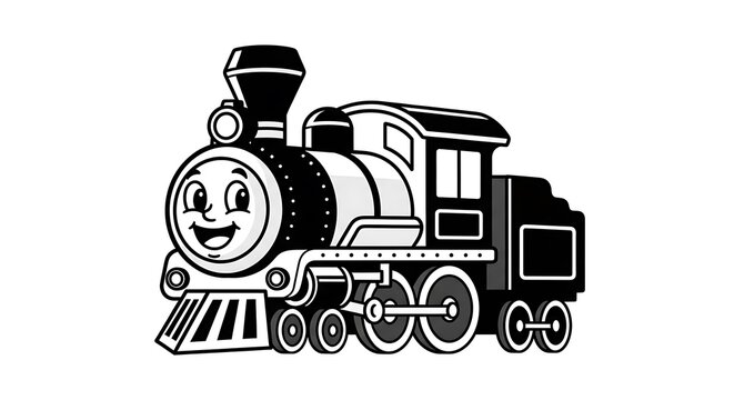 Smiling cartoon train engine face.