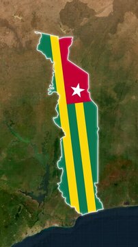 Togo Map With Flag Loop Animation In Vertical