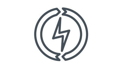 Renewable energy vector icon illustration featuring a lightning bolt symbol inside a circular arrow cycle, representing sustainable power, green electricity, and eco-friendly technology. © Ahsan