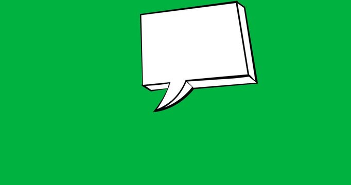 Digital animation of blank speech bubble floating against black background
