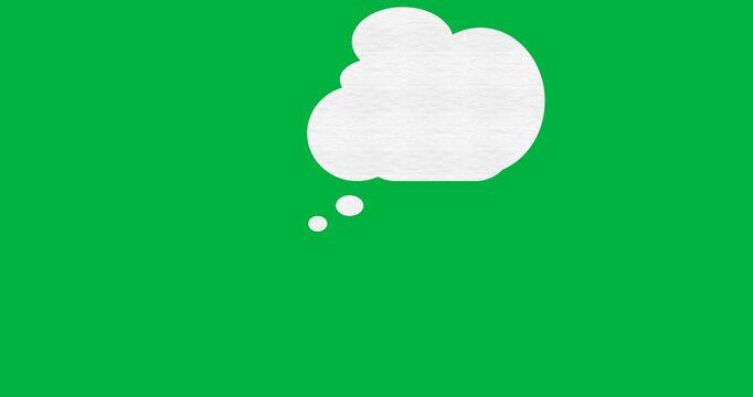 Digital animation of blank speech bubble floating against black background