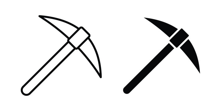 Pick axe icon vector logo. icons in solid, editable strokes.