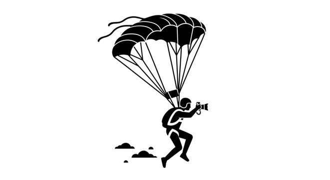 Person parachuting through the air freely.