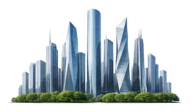 PNG Futuristic skyscrapers skyline illustration.