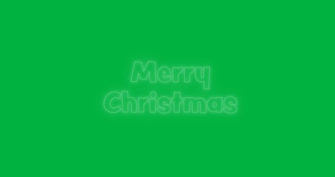 Digital animation of neon merry christmas text banner against black background