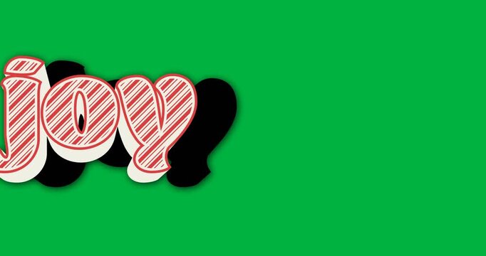 Digital animation of joy text banner against black background