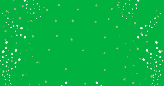 Digital animation of multiple stars icons and white spots with copy space against black background