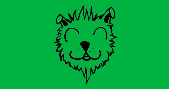 Digital animation of puppy dog face icon against white background