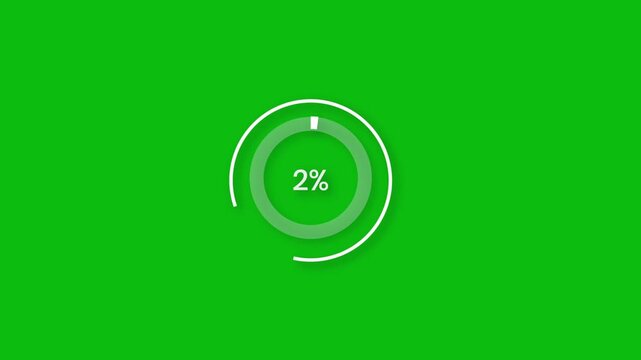 Green Screen Pie Chart Progress 2 Per cent Loading Animation UI Element