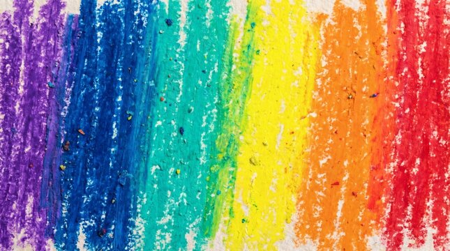 Rainbow Spectrum Crayon Scribble Vibrant Hues on Textured Paper.