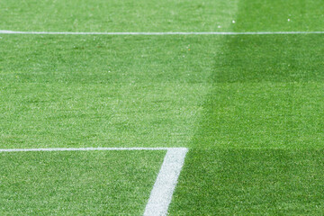 Obraz premium High-Resolution International-Standard Football Pitch with Contrasting Striped Turf for Background Use