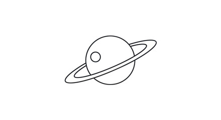 Minimalist Saturn Planet Icon, Ringed Celestial Body, Space Exploration © dira