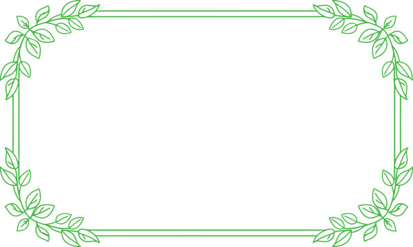Green Leafy Border Frame with Rounded Corners