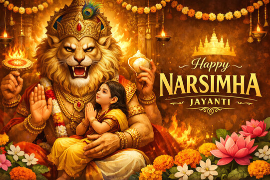 Celebrate Narasimha Jayanti, the powerful avatar of Lord Vishnu, with devotion, rituals, bhakti, protection prayers and spiritual blessings everywhere