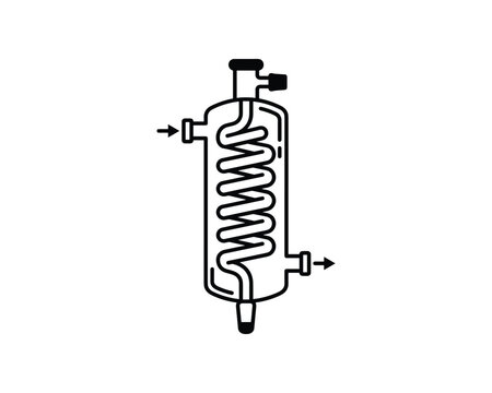 Glass condenser tube vector diagram, scientific lab equipment design